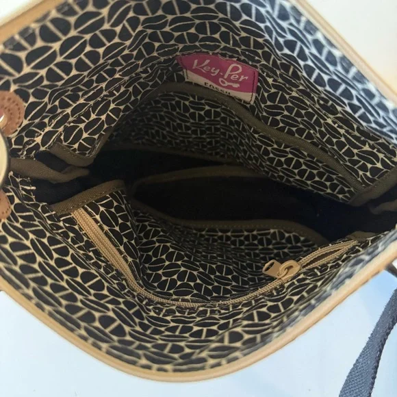 Fossil Key Per Crossbody Bag Coated Canvas Black  VTG Y2K Boho - Picture 7 of 7